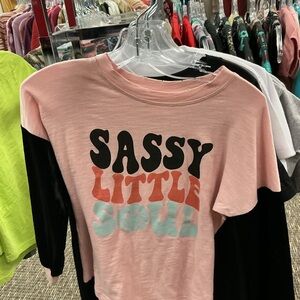 Long Sleeve Kids Tee - Pink and Black